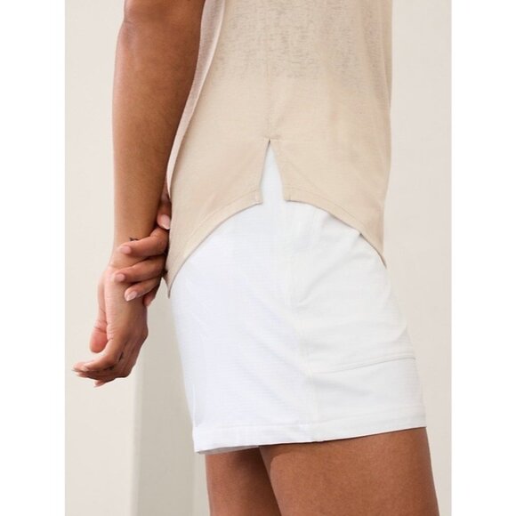 Athleta XS Breezy Scoop V- Neck Tee Abalone Tan Short Sleeve X-Small - Picture 5 of 5